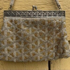 Vintage British Crown Colony Beaded Beads Bag